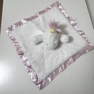 Cloud Island Unicorn Security Blanket Lovey Lovie Blankie Pink Satin Trim